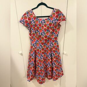 Eva Rae Fit and Flare Cap Sleeve 🍓 Strawberry / Blueberries 🫐 Pink Dress